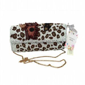 Viral Made in India Cheetah Print Beaded Crossbody bag w/3D flower embellishment